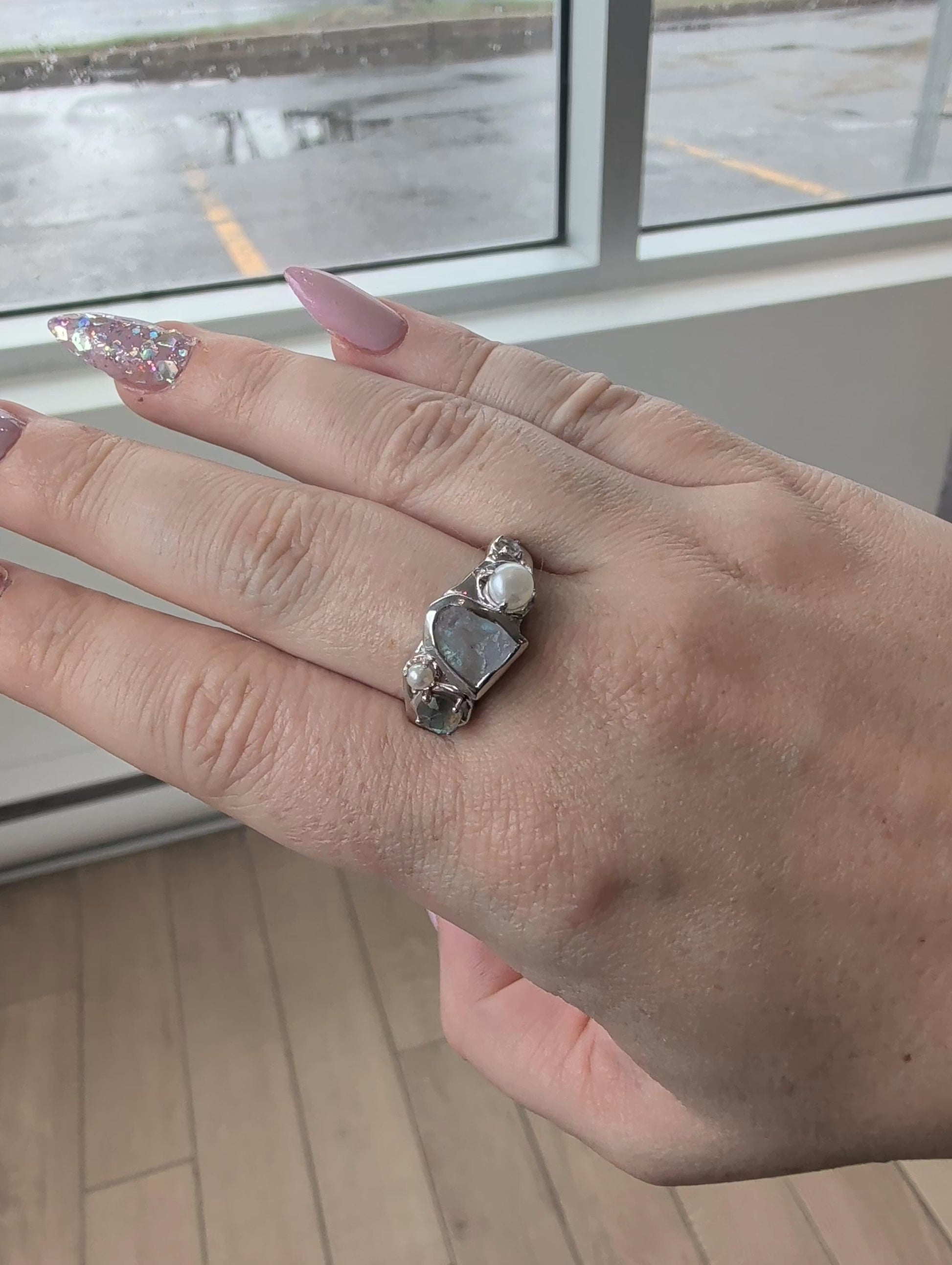 Rhodium Silver Plated, Moissanite D-E / Citrined